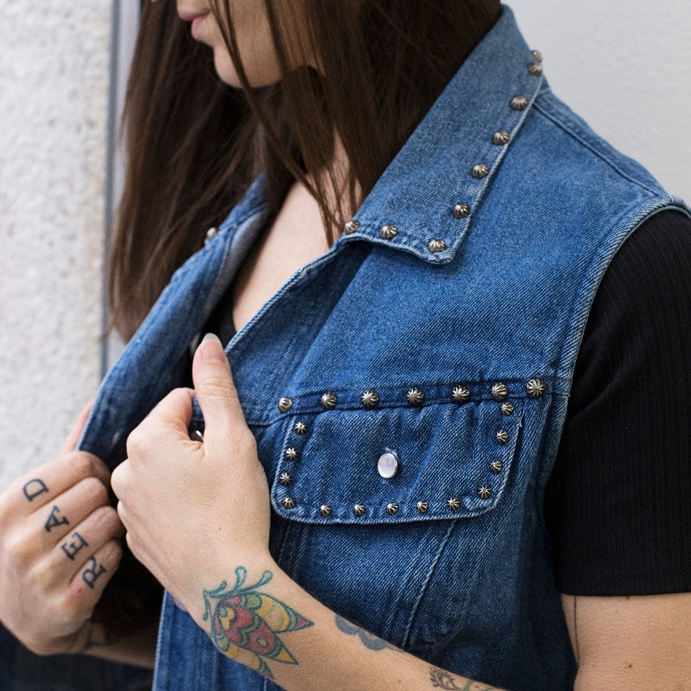 Vintage Stonebridge Studded Denim Jean Vest